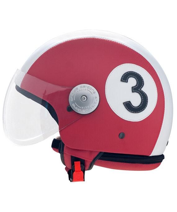Casque en cuir rouge "3" Andrea Cardone