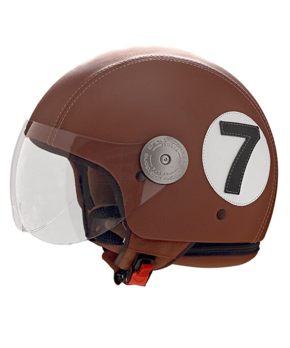 Casque en cuir havane "7" Andrea Cardone