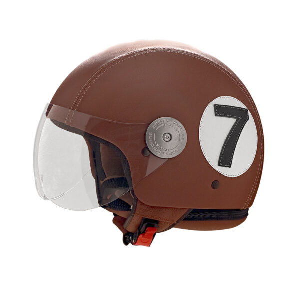 Casque en cuir havane "7" Andrea Cardone