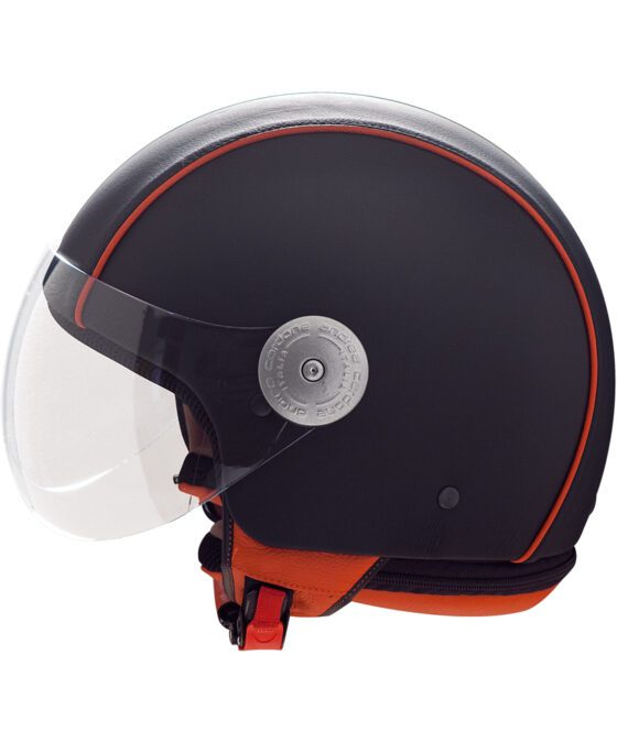 Casque en cuir "Noir/Orange" Andrea Cardone